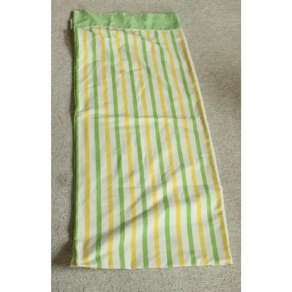 Cannon Monticello Full Flat Sheet Green Yellow Stripe Vintage Retro